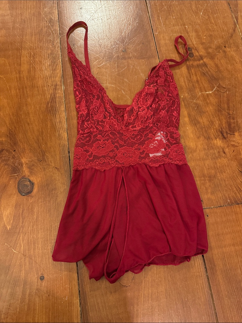 Red Lace & Mesh Chemise Nightwear - Women Intimates
